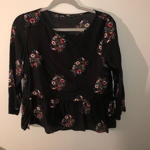 Floral black long sleeve blouse